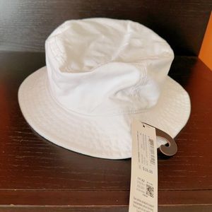 NWT ADIDAS WOMENS BUCKET HAT CAP Core Essentials New White PINK LOGO